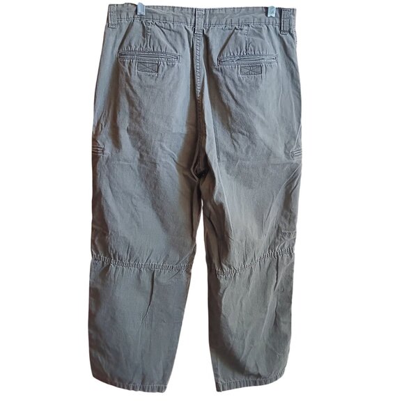 Y2K Vtg Mens Faded Glory Cargo Pants 33x30 Green Cotton Zip Pockets Skater - Picture 1 of 8